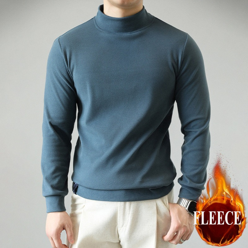 Running Gear Long Sleeve - เสื้อระบายความร้อนผู้ชายแห้งเร็ว แขนยาว คอเต่า สีน้ำเงิน ผ้าฟลีซ อุ่นสบาย