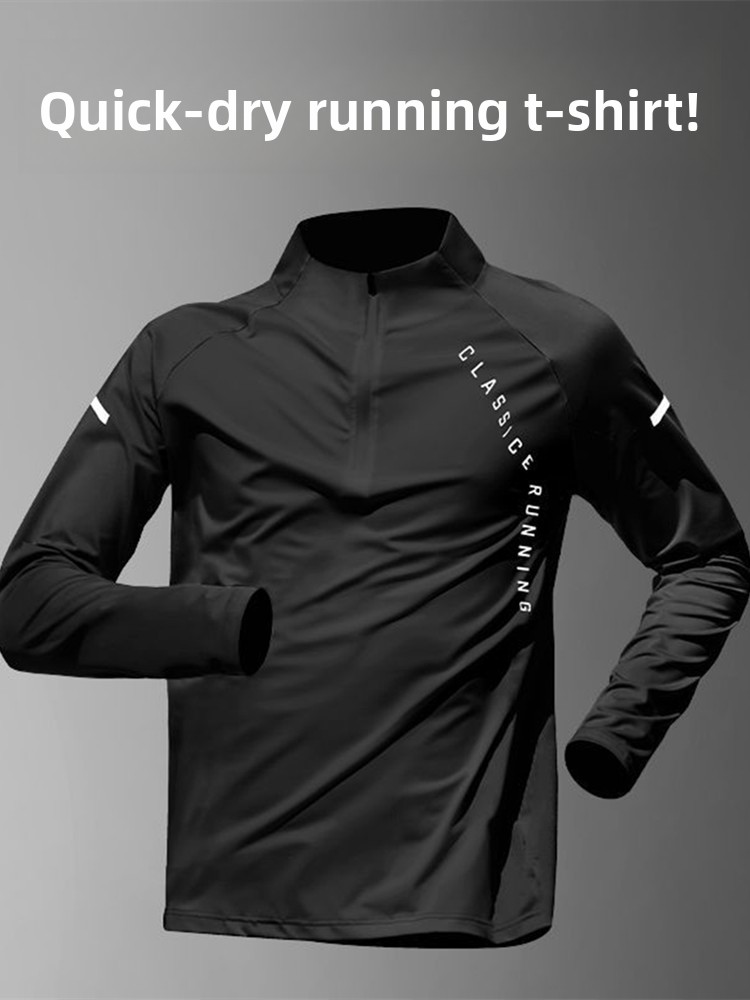 Running Gear Long Sleeve - เสื้อยืดแขนยาวผู้ชาย แห้งเร็ว ซิปครึ่งตัว สำหรับวิ่ง ออกกำลังกาย ปั่นจักรยาน