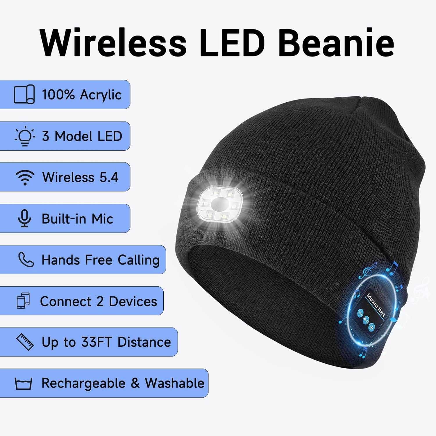 หมวกไหมพรมมีไฟ LED บลูทูธ สำหร - Running Gear To Keep Warm บทวิจารณ์และราคา